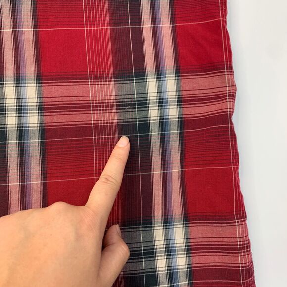 Plains Westernwear Shirt Mens XL Extra Large Red Snap Button Plaid Lightweight - Picture 9 of 12